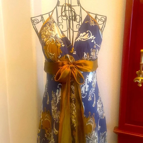 Max & Cleo | Dresses | Max And Cleo Paisley Pattern On Blue Halter Dress  Size 6 | Poshmark